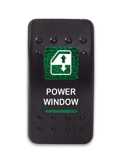 Переключатель 12-24В SF50713-5-A6BG-08 (ON)-OFF-(ON) с зеленой подсветкой, POWER WINDOW SF50713-5-A6BG-08 - фото 2413