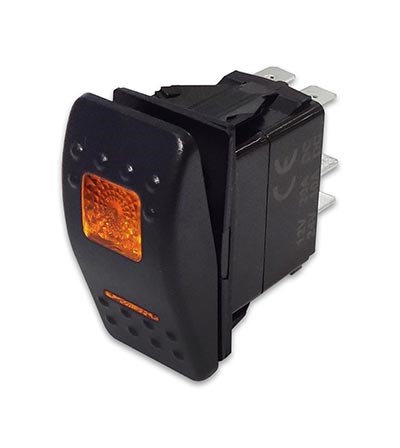 Переключатель 12-24В, SF50713-3-A6BO ON-OFF-ON с оранжевой подсветкой SF50713-3-A6BO - фото 2449