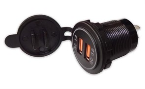 USB разъем двойной с красной подсветкой QC3.0 A85R