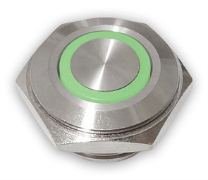Кнопка (без фиксации) PX16CM-P10Y/EG12V/S с зеленой подсветкой PX16CM-P10Y/EG12V/S