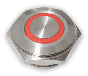 Кнопка (без фиксации) PX16CM-P10Y/ER12V/S с красной подсветкой PX16CM-P10Y/ER12V/S