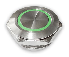 Кнопка (без фиксации) PX19CM-P10Y/EG12V/S с зеленой подсветкой PX19CM-P10Y/EG12V/S
