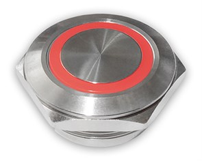 Кнопка (без фиксации) PX22CM-P10Y/ER12V/S с красной подсветкой PX22CM-P10Y/ER12V/S