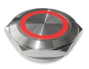 Кнопка (без фиксации) PX25CM-P10Y/ER12V/S с красной подсветкой PX25CM-P10Y/ER12V/S