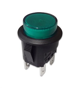 Кнопка Sc-7087M, 4c d=20mm 12V 20A, с фиксацией, зелёный Sc-7087MФЗ