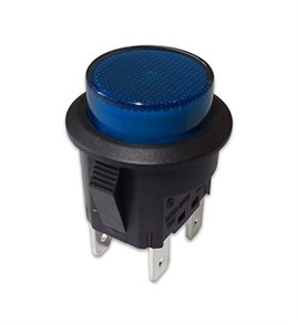 Кнопка Sc-7087M, 4c d=20mm 12V 20A, с фиксацией, синий Sc-7087MФС