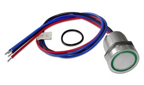 YD19-10E/L Кнопка антивандальная СЕНСОРНАЯ, ИМПУЛЬСНАЯ с подсветкой 12V Зеленая YD19-10E/LG