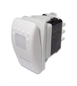 Переключатель 12-24В, SF50714-3-A6WWBG ON-OFF-ON с зеленой подсветкой SF50714-3-A6WWBG
