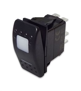Переключатель 12-24В, SF50713-4-A6BW (ON)-OFF-ON с белой подсветкой SF50713-4-A6BW